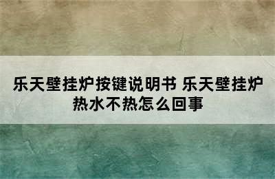 乐天壁挂炉按键说明书 乐天壁挂炉热水不热怎么回事